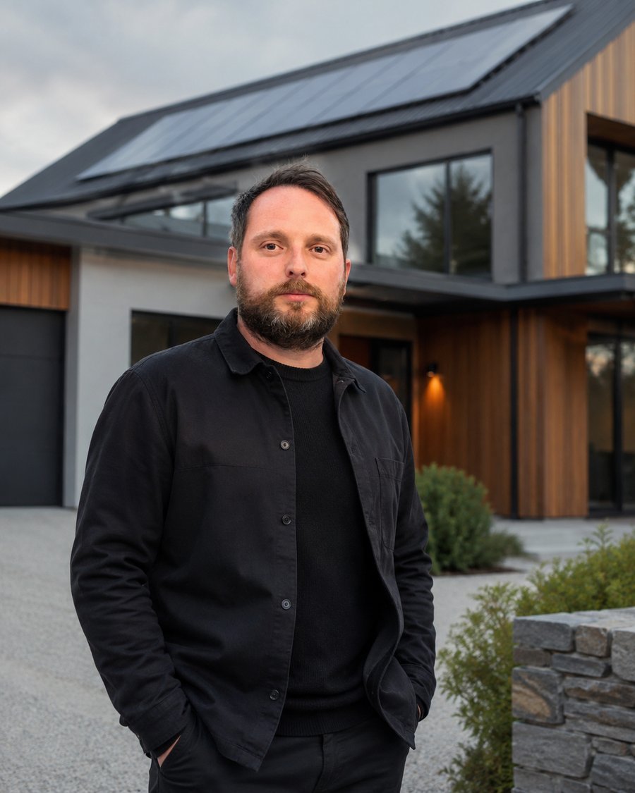 Sef Tedder, founder of Stratum Energy, on site at a residential solar installation